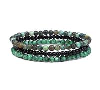 Self-Discovery Mala Set di Braccialetti con Cristalli Guaritrici per Donne - Gioielli con Perle da 4mm Elastici, Regalo Spirituale (Turchese Africano)