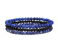 Self-Discovery Mala Set di Braccialetti con Cristalli Guaritrici per Donne - Gioielli con Perle da 4mm Elastici, Regalo Spirituale (Lapis)