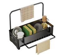 Self Draining Sink Tray - Large Storage Organizer, Kitchen Sponge Holder, Sink Management System | Scrubber Soap Dispenser Setup, Apartment Home Counter Work, Farmhouse Cleaning Tool Organization