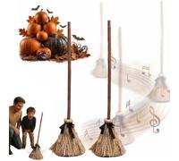 Self Floating Witches Broom Halloween Decor with Spooky Sounds，2pcs | Floating Broom Halloween,Witches Broomstick Moving,Dancing Magic Witch Broom,Animated Light Up & Motion Sensor,for Indoor