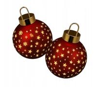 Self Import Agencies Sfera di Natale a LED rossa con stelle e fiocchi di neve, diametro: 15 cm, da appoggiare, decorazione natalizia, Natale, Avvento