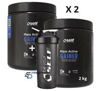 SELF - Mass Active Gainer 2 Kg X 2 = 4 Kg Whey Proteine Carboidrati + Shaker