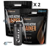 SELF - Mass Active Gainer 2 kg X 2 Mega Anabolico con Proteine + Shaker