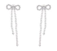 Self Portrait - 607E-Pearl Orecchini Fiocco con Perle - - Accessories - Donna - Bianco - ONE SIZE