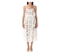 Self Portrait - Abito Midi Bianco con Fiocco Ricamato - - Dresses - Donna - Bianco - S