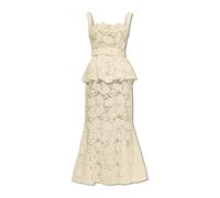 Self Portrait - Abito midi con peplo in pizzo - - Dresses - Donna - Giallo - M