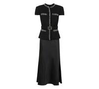 Self Portrait - Abito Midi in Raso e Bou on Cristalli - - Dresses - Donna - Nero - XL