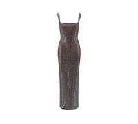 Self Portrait - Abito midi in rete con strass - - Dresses - Donna - Grigio - M