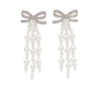 Self Portrait, ,Accessories ,Donna ,Beige ,ONE SIZE Bow Pearl Waterfall Earrings
