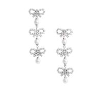 Self Portrait, ,Accessories ,Donna ,Bianco ,ONE SIZE Micro Bow Pearl Tiered Earrings