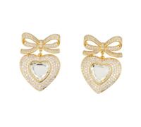 Self Portrait, ,Accessories ,Donna ,Giallo ,ONE SIZE Orecchini Cuore di Cristallo - Oro
