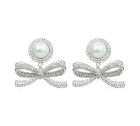 Self Portrait, ,Accessories ,Donna ,Grigio ,ONE SIZE Crystal Bow Pearl Earrings