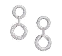 Self Portrait, ,Accessories ,Donna ,Grigio ,ONE SIZE Orecchini a Due Livelli con Cristalli - Argento