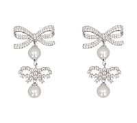 Self Portrait, ,Accessories ,Donna ,Grigio ,ONE SIZE Orecchini Double Bow Pearl