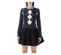 Self Portrait - Argyle Crystal Trim Jumper - - Knitwear - Donna - Grigio - M
