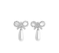 Self Portrait - Bow Pearl Earrings - - Accessories - Donna - Grigio - ONE SIZE
