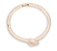 Self Portrait - Bracciale rigido con nodo e cristalli color oro - - Accessories - Donna - Giallo - ONE SIZE