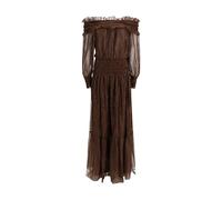 Self-Portrait Brown Silk Long Dress - 8