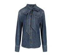 Self Portrait - Camicia con fiocco in Lyocell - - Blouses & Shirts - Donna - Blu - M
