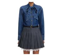 Self Portrait - Camicia in Denim con Collo a Fiocco - - Blouses & Shirts - Donna - Blu - S