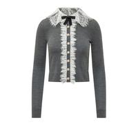 Self Portrait - Cardigan con collo in pizzo - - Knitwear - Donna - Grigio - M