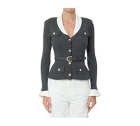 Self Portrait - Cardigan in Maglia a Coste - - Knitwear - Donna - Grigio - L