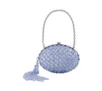 Self Portrait - Clutch Ovale con Cristalli e Catena - - Bags - Donna - Blu - ONE SIZE