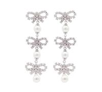 Self Portrait, ,Accessories ,Donna ,Grigio ,ONE SIZE Micro Bow Pearl Tiered Earrings