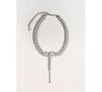SELF-PORTRAIT Collana choker in ottone con fiocco e cristalli OS Silver