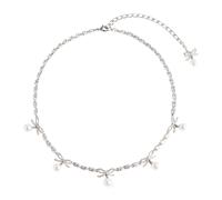 Self Portrait - Collana con ciondolo a fiocco di cristallo e perla - - Accessories - Donna - Grigio - ONE SIZE