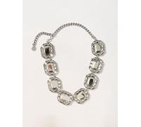 SELF-PORTRAIT Collana girocollo in ottone con cristalli quadrati OS Silver