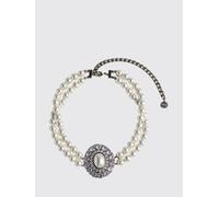 SELF-PORTRAIT Collana in ottone argentato con perle sintetiche e cristalli OS Silver