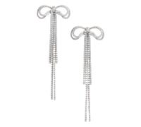 Self Portrait - Crystal Bow Pearl Back Earrings - - Accessories - Donna - Grigio - ONE SIZE