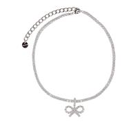 Self Portrait - Crystal Bow Tennis Necklace - - Accessories - Donna - Grigio - ONE SIZE