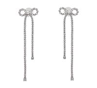 Self Portrait - Crystal Droplet Bow Earrings - - Accessories - Donna - Grigio - ONE SIZE