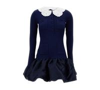 Self Portrait, ,Dresses ,Donna ,Blu ,M Knit Taffeta Mini Dress