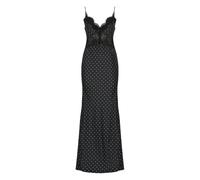 Self Portrait, ,Dresses ,Donna ,Nero ,S Abito Lungo Maxi in Raso a Pois con Pizzo
