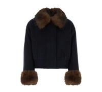 Self Portrait - Giacca Bomber in Misto Lana - - Jackets - Donna - Blu - XS