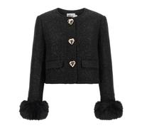 Self Portrait - Giacca Bouclé - - Jackets - Donna - Nero - M