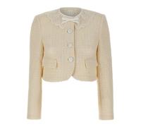 Self Portrait - Giacca in Bou on Collo in Pizzo - - Jackets - Donna - Beige - XS