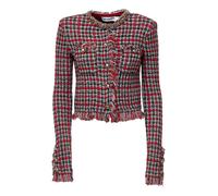 Self Portrait - Giacca in maglia sfrangiata a quadri - - Jackets - Donna - Rosso - L