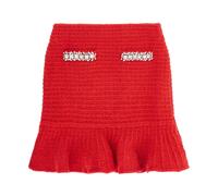 Self Portrait - Gonna Corta con Tasche e Paillettes Texturizzate - - Skirts - Donna - Rosso - M