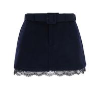 Self Portrait - Gonna pantalone in lana e pizzo - - Shorts - Donna - Blu - XS