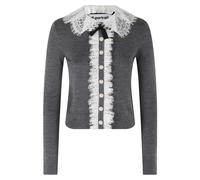 Self Portrait - Grey Lace Collar Knit Cardigan - - Knitwear - Donna - Grigio - M