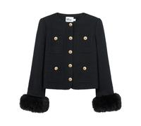 Self Portrait, ,Jackets ,Donna ,Nero ,S Giacca Nera con Polsini in Pelliccia Boucle