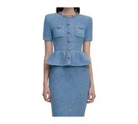 Self Portrait, ,Knitwear ,Donna ,Blu ,M Abito Midi in Maglia con Baschina