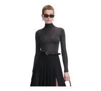 Self Portrait, ,Knitwear ,Donna ,Grigio ,L Blusa a collo alto trasparente