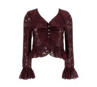 Self Portrait - Lace Ruffle Top - - Blouses & Shirts - Donna - Rosso - S