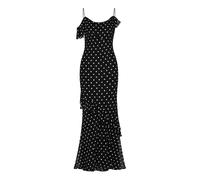 Self Portrait, ,Dresses ,Donna ,Nero ,S Abito Lungo in Georgette a Pois