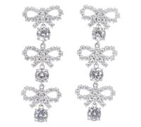 Self Portrait - Micro Bow Crystal Tiered Earrings - - Accessories - Donna - Grigio - ONE SIZE